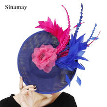 Elegant Women Femal Charming Fascinator Hat Hair Clip Ladies Show Deby Big Headpiece With Fancy Flower Occasion Hair Accessories 2024 - buy cheap