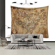 Retro tapeçarias mapa do mundo tapeçaria mural da parede do berçário lavável arte decalques coverlet tapetes decoração casa tapeçarias 2024 - compre barato