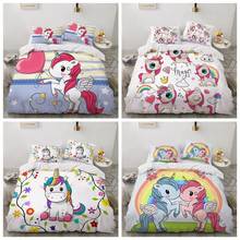 Unicorn White Pink Bedding Sets For Children Kids Queen King Size Cartoon Soft Duvet Cover Single Double Twin Full Bed Linen 2024 - buy cheap