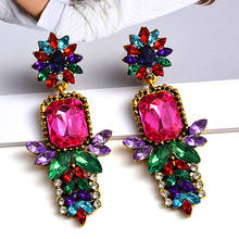 New Design High-Quality Metal Colorful Crystal Long Drop Earrings Fashion Rhinestones Jewelry Accessories For Women Wholesale 2024 - buy cheap