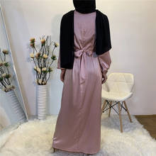 Eid Mubarek Abaya Dubai Turkey Satin Hijab Muslim Dress India European American Islam Clothing Dresses For Women Oman Vestidos 2024 - buy cheap