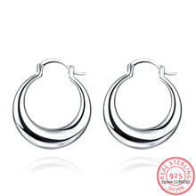 Personality Hyperbole 100% 925 Sterling Silver Simple Smooth Moon Big Hoop Earrings For Women Sterling-Silver-Jewelry Pendientes 2024 - buy cheap