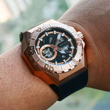 Reef tiger/rt topo da marca de luxo relógio esqueleto mecânico rosa relógios ouro para homens borracha automática acessórios relógio RGA6903-S 2024 - compre barato