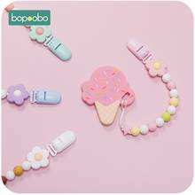 Bopoobo chupeta clipe de corrente 1pc grânulos de silicone de grau alimentício fazendo bpa livre bebê mordedores pingente de silicone conjunto icecream dentição 2024 - compre barato