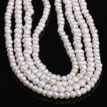 Natural Freshwater Cultured Pearls Beads Round 100% Natural Pearls for Jewelry Making Necklace Bracelet 14 Inches Size 4-5mm 2024 - buy cheap