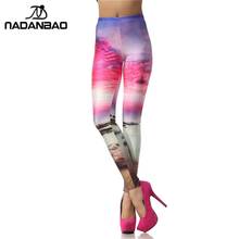 Nadanbao-calça legging clássica com elástico para mulheres, céu estrelado, fitness, slim, treino, estampa 3d 2024 - compre barato