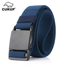 CUKUP 2022 New Design Men's Quality Blue Nylon Belts Black Smooth Zinc Alloy Buckle Metal Male Canvas Belt for Men CBCK196 2024 - buy cheap