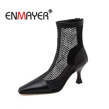 ENMAYER Women's Boots Square Toe High Heels Casual Fashion Shoes Winter Black Ankle Boots Thin heels Boots for female Sale 2024 - buy cheap