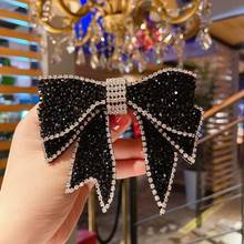 Korean Good Quality Black Crystal Big Bow Hairgrips Hair Clips For Women Shiny Crystal Hairpins 2024 - buy cheap