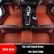 Tapetes automotivos de couro, tapetes para ford edge 2015 2016 2017 2018 personalizados, acessórios interiores 2024 - compre barato