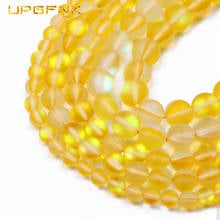 UPGFNK-Cuentas sueltas redondas para fabricación de joyas, piedra lunar brillante de cristal austriaco, amarillo mate Natural, bricolaje, pulsera, collar, 6/8/10mm 2024 - compra barato