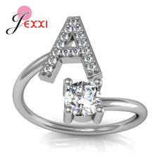 Fashion 26 Letters 925 Stering Silver Rings For Women Cubic Zirconia Adjustable Finger Ring Engagement Jewelry Party Gift 2024 - buy cheap