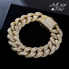 Alliceonyou 18mm alta qualtiy iced para fora zircônia cúbica pulseira cubana corrente hip hop jóias para presente masculino e feminino 2024 - compre barato