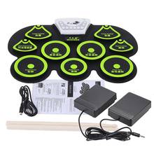 Portable Roll-up Drum Digital USB Electronic Drum Pad Kit Silicone Midi Drum with Stick and Foot Pedal 2024 - buy cheap