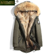Real Fur Coat Male Thick Warm Raccoon Fur Liner Jacket Men Clothing Motorcycle Wolf Fur Parkas Men's Jacket hiver 61E1125 2024 - buy cheap
