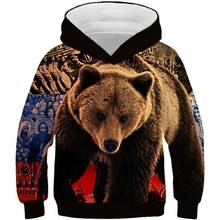 Moletom com capuz estampa de animais-13 anos crianças 3d meninos meninas urso marrom tigre lobo moletom com capuz pulôver fashion para crianças 2024 - compre barato