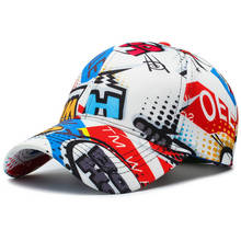 Boné de beisebol estampado estilo grafite azul, de alta qualidade, masculino e feminino, chapéu casquette homme bone, chapéu snapback, maré personalidade, chapéu de hip hop 2024 - compre barato