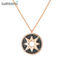 LUOTEEMI Chic Hollow Round Pendant Necklaces Choker for Women Black Cubic Zircon Girls Sparkling Party Fashion Jewelry Gift 2024 - buy cheap