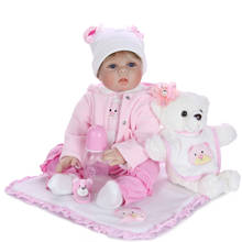 KEIUMI New Design 22'' Reborn Baby Girl Dolls Soft Silicone Touch Soft Reborn Boneca 55 cm For Girl Gift Sets 2024 - buy cheap