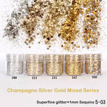 Nail Sequin 1 Jar 10ml Champagne Silver Gold Mixed Shiny Glitter Powder Sequins Powder for Gel Nail Art Decoration Nail Tools 2024 - buy cheap