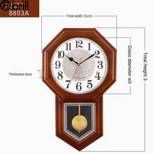 Large Wood Wall Clock Vintage 3d Pendulum Clock Wall Watch Mechanism Chinese Style Silent Clocks Wall Home Decor Living Room 50 2024 - buy cheap