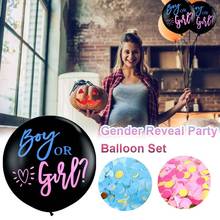 Conjunto de globos de látex negro para niño o niña, confeti para Celebración de bebé, decoración para fiesta de cumpleaños en casa, reconocimiento de género, 1 Set 2024 - compra barato