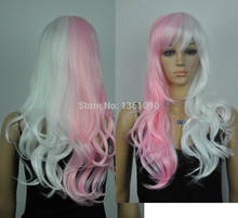 hot sell new - new1080 white and pink mix long curly Cosplay FULL WIG new 2024 - buy cheap