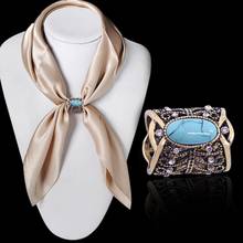 2019 New Blue Natural Stone Scarf Buckle Tube Brooch Jewelry Hollow Rhinestone Shawl Silk Scarf Pins Brooches For Women Broche 2024 - buy cheap