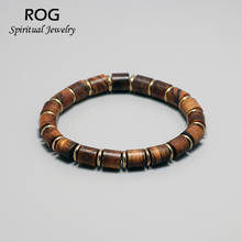 Genuine Natural Kusunoki Wood Beads Bracelet Men Barrel Shape Rosary Prayer Beaded Bracelet Tibetan Buddhist Jewelry 2024 - buy cheap