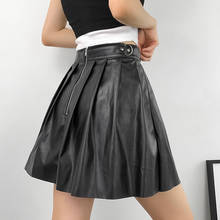 Harajuku Punk Faux Leather PU Pleated High Waist Skirts Girl Black Short Skirt Preppy Style Y2k Accessories Visual Kei Clothing 2024 - buy cheap