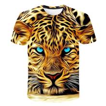 Новинка 2020, крутая забавная Мужская футболка с 3D-принтом животных, леопардовой расцветки, летние топы с коротким рукавом, футболки, модная футболка большого размера, 3d футболки, Топ 2024 - купить недорого