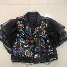 Куртка женская мотоциклетная кожаная с заклепками, брендовый жилет без рукавов, короткий пиджак из искусственной кожи в стиле панк, уличная одежда 2024 - купить недорого