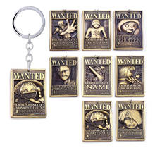 Аниме Луффи one piece Wanted Poster брелки для ключей, брелок для ключей, брелок для ключей, собачьи бирки, автомобильный брелок для ключей, сувенир, подарки 2024 - купить недорого