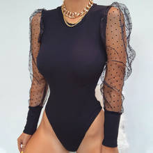 2020 Women Puff Mesh Sheer Sleeve Leotard Sexy Bodysuit Skinny Slim Jumpsuit Ladies Clubwear Spring Body Tops Bodycon Femme Hot 2024 - buy cheap