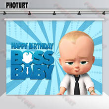 PHOTURT Baby Boss Photography Backdrops Baby Shower Boy 1st Birthday Party Background Blue Polyester Vinyl Photo Studios Props 2024 - buy cheap