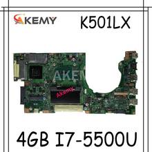 Akemy k501lx placa-mãe do portátil para For Asus k501lx k501l k501 k501lb teste original mainboard 4g ram I7-5500U gtx950m 2024 - compre barato