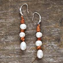 Women Pearl Earrings Freshwater Pearls Leather Earrings Designer Elegant Earrings Pearl Jewelry Dropshipping 2024 - buy cheap