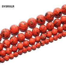 Free Shipping Orange Howlite Stone Round Loose Shell Loose Beads For Jewelry Making DIY Bracelet Necklace Material 6 8 10 12 MM 2024 - buy cheap