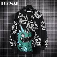 Crewneck Sweatshirt Men 2021 Embroidery Patchwork Oversized Japanese Streetwear Hip Hop Black Hoodie Men Sweatshirts 2024 - buy cheap