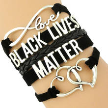 Support the Black All Lives Matter Bracelets Infinity Love Heart Charms Wrap Multilayer Leather Cuff Jewelry Mens Bracelets 2024 - buy cheap