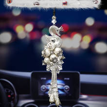 Strass cisne decoração do carro pingente ornamento de cristal espelho do carro pendurado acessórios para meninas feminino bonito espelho retrovisor ornamento 2024 - compre barato