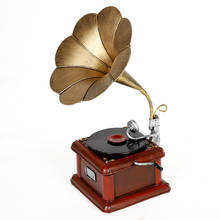 GROCERY HANDICRAFTS METAL ANTIQUE GRAMOPHONE VINTAGE RECORD PLAYER MODEL HOME DECORATION CREATIVE CRAFTS ORNAMENTS 2024 - buy cheap