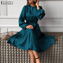 ZANZEA-Vestido largo de satén para mujer, traje informal de media caña con cremallera, traje de fiesta de gran tamaño, otoño 2021 2024 - compra barato