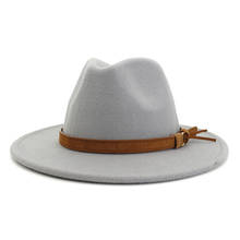 Women Men Wool Fedora Hat With Leather Ribbon Gentleman Elegant Lady Winter Autumn Wide Brim Jazz Church Panama Sombrero Cap 2024 - buy cheap