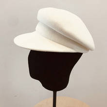 100% Wool White Black Winter Hat Warm Wool Hat for Women Visor Beret Newsboy Hat Cap Girl Ladies Felt Church Hats Cabbie Hat 2024 - buy cheap