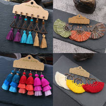 Pendientes colgantes con flecos de color bohemio, talladas de Kirsite pendientes colgantes con flores, con cuentas de red, regalos de fiesta 2024 - compra barato