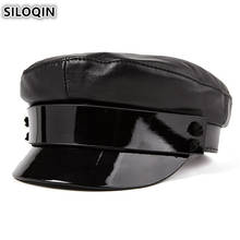 SILOQIN  Quality Genuine Leather Hat Winter Woman Trend Snapback Military Hats Fashion Celebrity First Layer Sheepskin Bone Hats 2024 - buy cheap