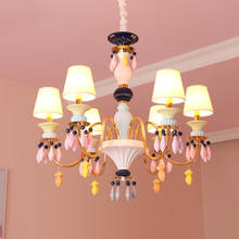 Lámpara LED de cristal para habitación de niños, iluminación creativa para dormitorio de princesa, macaron 2024 - compra barato