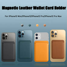 Оригинальный Модный Магнитный кожаный кошелек, держатель для карт для IPhone 12 Pro Max Mini Magsafe, Карманный чехол-накладка для задней карты 2024 - купить недорого