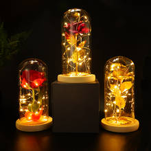 Lámina de oro de 24k para el hogar, cubierta de cristal con luz LED, rosa, flor, principito, regalo de Navidad y Día de San Valentín 2024 - compra barato